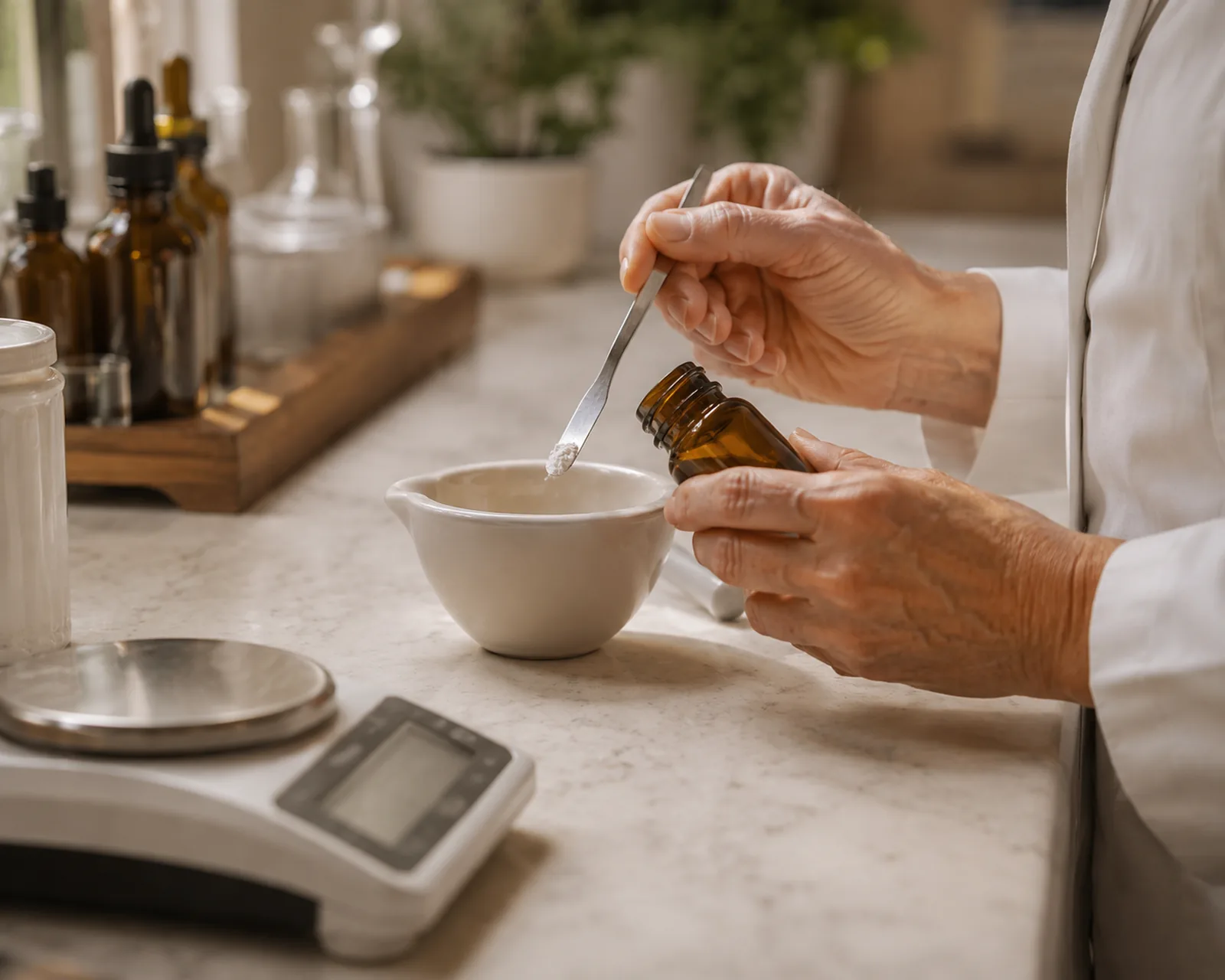 Compounded hormone preparations in a pharmacy laboratory